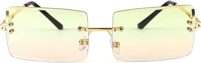 FEISEDY Vintage Rimless Sunglasses Rectangle Frameless Candy Color Glasses Women Men B2642