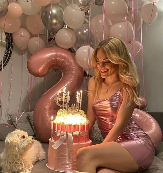 Large Pearlescent Pink 40 Inch Birthday Number 5 Balloon, Pearl Pink Five 5th 15 25 35 50 55 Birthday Anniversary Celebration Decorations, Foil Mylar Helium Numbers 5 Balloons Girl Boy Party Supplies