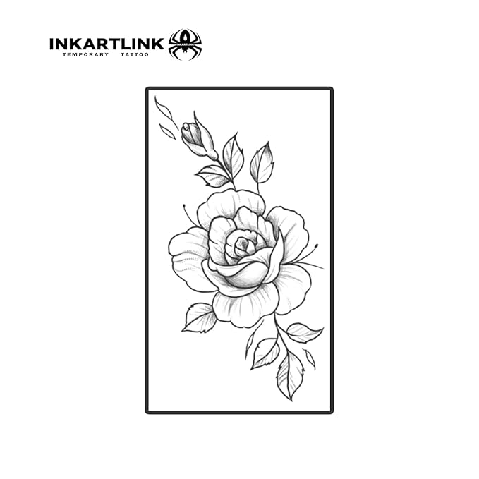 INKARTLINK Women's Semi-Permanent Floral Temporary Tattoos - Adult Art Design, Cruelty-Free, Waterproof, Non-Reflective (Flower)