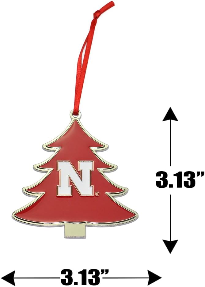 Nebraska Cornhuskers Tree Shaped Metal Christmas Ornament