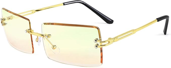FEISEDY Vintage Rimless Sunglasses Rectangle Frameless Candy Color Glasses Women Men B2642