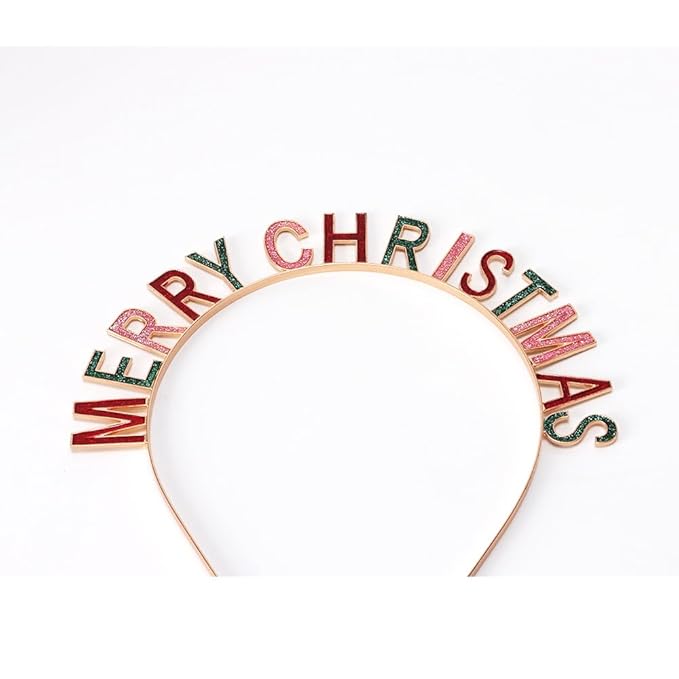 Merry Christmas Rhinestone Headband for Women Girls, Xmas Crystal Hair Hoop Christmas Party Hair Accessories Gift (Colorful)