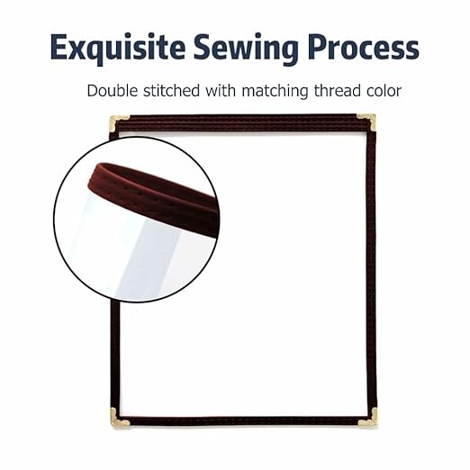 Goodsmart Restaurant Menu Covers – 25 Pack Burgundy 2-View, Top-Loading Menu Holders, Vinyl & Plastic Café Menu Covers, Clear Menu Sleeves, Fits 8.5" x 14", Leather-Style Design, Gold Corners