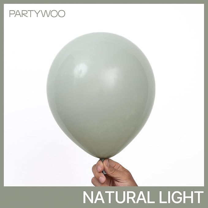 PartyWoo Dusty Green Balloons 50pcs 12 Inch Sage Olive Eucalyptus Green Boho Neutral Latex Helium Balloons for Baby Shower Wedding Jungle Woodland Themed Birthday Party Decorations Green-F59
