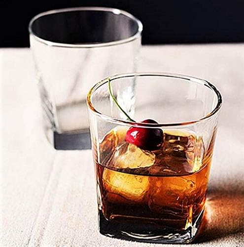 Premium Crystal Whiskey Glasses Set of 6 Large Lead-Free Crystal Glass Tasting Cups Scotch Glasses Tumblers for Drinking Irish Whisky Bourbon Tequila (Square Tumbler, 6 * 9.1oz)