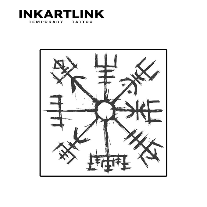 INKARTLINK Temporary Tattoos, 2 Sheets Medium Semi Permanent Tattoos, Adult Art Designs, Party Favors, Waterproof, Realistic, No Adhesive, No Reflective, Lasts 1-2 Weeks, Medium (Ancient Symbols 4)