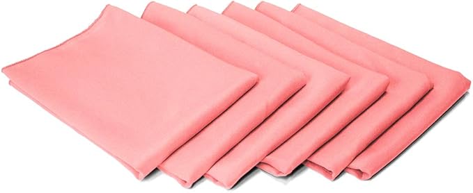 TableLinensforLess 17"x17" Polyester Cloth Napkins, Set of 6 (Pink) | Easy-Care, No-Iron Finish, Superior Color Retention, Machine Washable