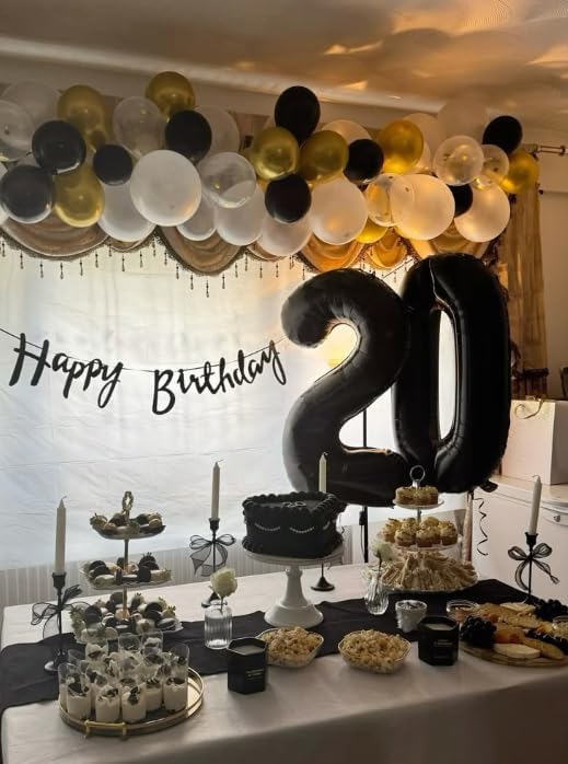 Foil 40 Inch Big Black 9 Balloon Number, Giant Happy 9th 19 29 39 49 99 Birthday Party Supplies, Large Nine Balloons Anniversary Party Engagement Decorations
