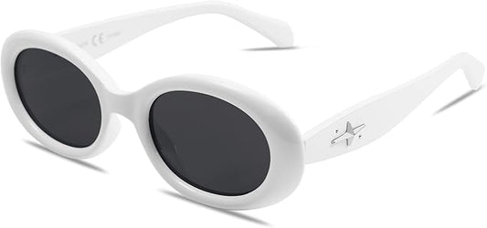 SOJOS Small Retro Oval Polarized Sunglasses for Women Men 90s Vintage UV400 Protection Tiny Sun Glasses SJ2286
