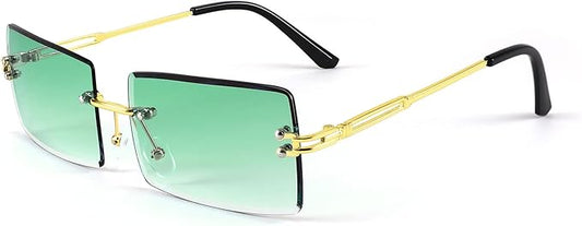FEISEDY Vintage Rimless Sunglasses Rectangle Frameless Candy Color Glasses Women Men B2642