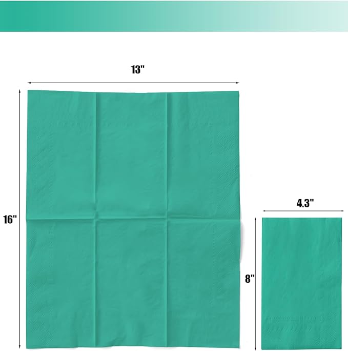 qiqee Teal Blue Paper Napkins 13 * 16inch Guest Paper Disposable Towels Napkin Paper Hand Towels for Wedding, Dinner, Birthday Party, Dessert Cocktail ＆ Kitchen Napkins（ 120 Count）