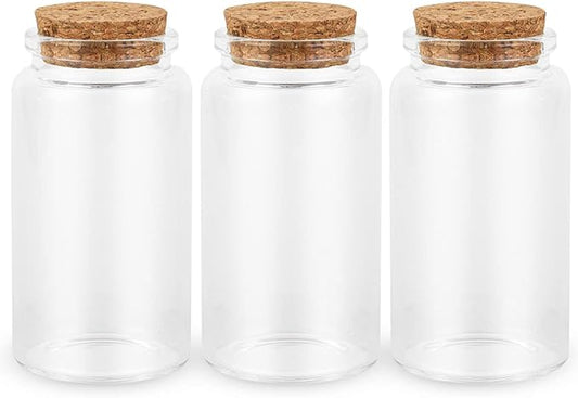 3PC100ML Empty Glass Jars with Cork Stoppers for DIY Art Crafts Projects Decoration Party Supplies and Wedding Party Favors for DIY Art Crafts Projects Decoration Party Supplies Wedding