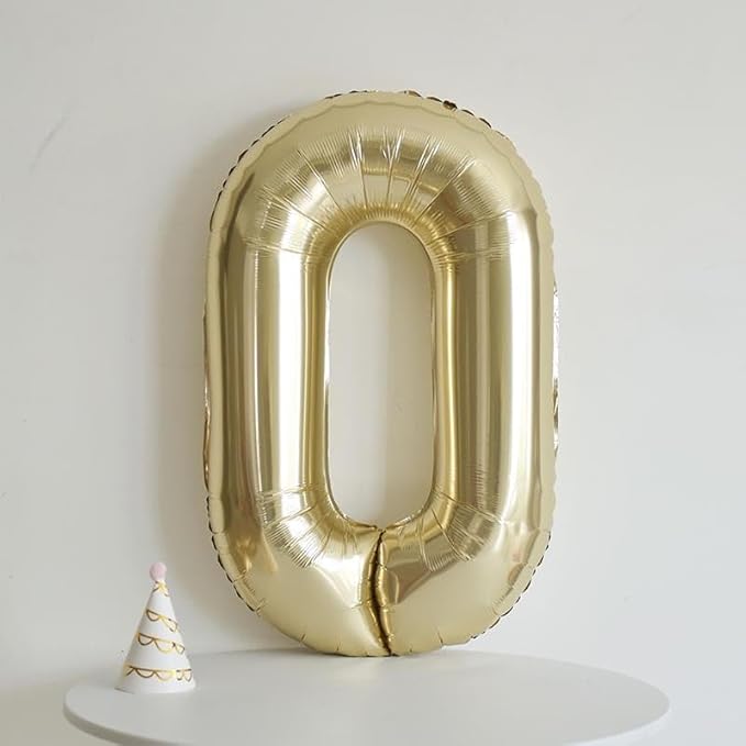 40 inch White Gold Number Balloon Giant Foil Helium Balloons Champagne Gold Number 0 Balloon for Birthday Party Decorations