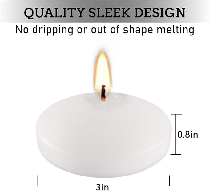 72 Floating Candles, 3 inches in Height, 0.8 inches in Width, Burning for Approximately 8-10 Hours, odorless and smokeless, Emitting Warm Light, Adding a Romantic Atmosphere to You and Your Family