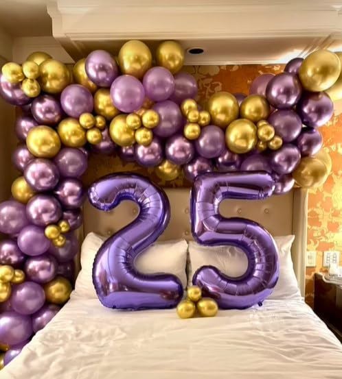 Purple 40 Inch Large Number 5 Birthday Balloon, Five 5th 15 25 35 50 55 Birthday Celebration Decorations, Foil 5 Mylar Helium Number 5 Balloons Girl Boy Anniversary Party Supplies