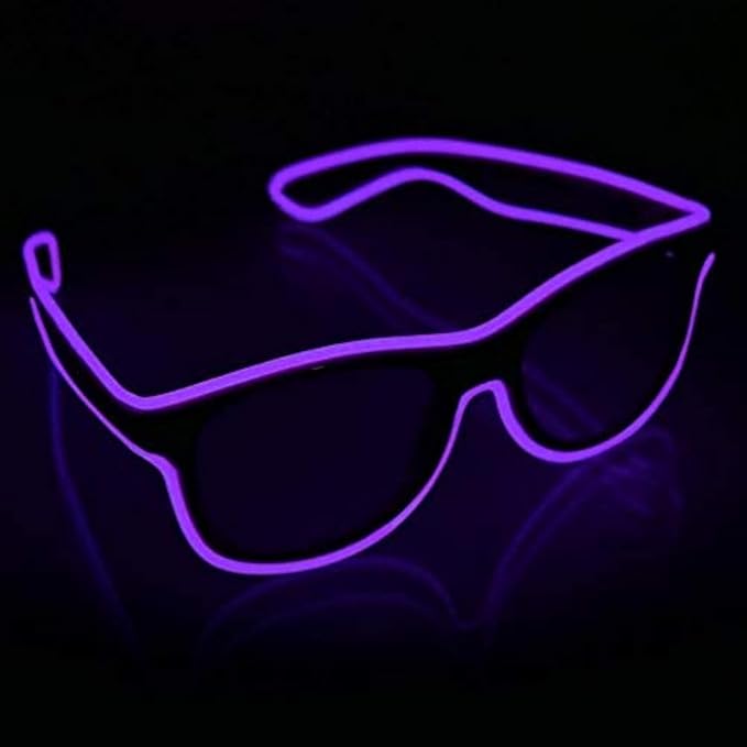 YouRfocus Wireless LED Light Up Glasses Glow in the Dark Neon Rave Glasses for Rave Party, EDM, Halloween, Christmas (Purple)
