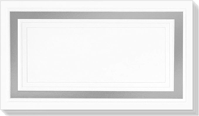 PaperDirect White Cover Stock Place Cards with Silver Foil Border, 200-Pack