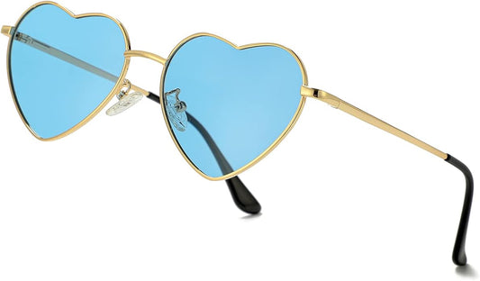 JOVAKIT Polarized Heart Sunglasses for Women Fashion Lovely Style Metal Frame UV400 Protection Lens