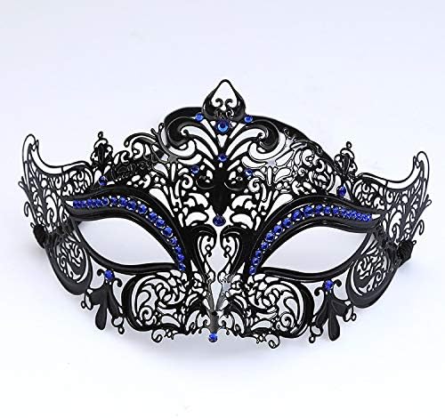 Venetian Masquerade Mask for Women - Ultralight Shiny Metal Rhinestone Party Evening Prom Ball Mask