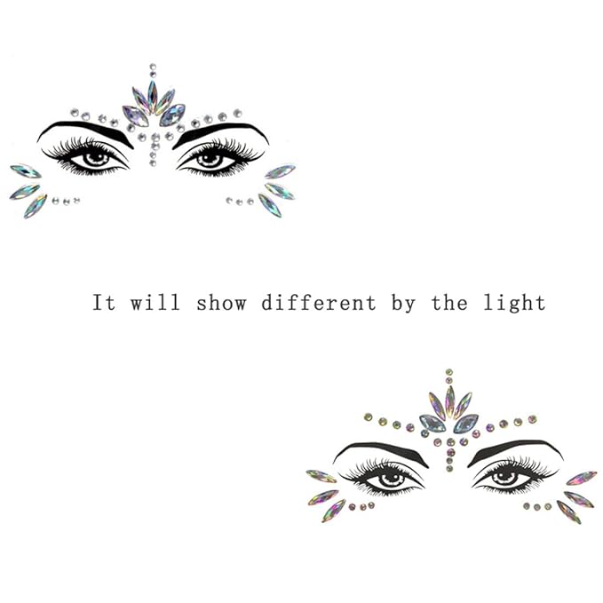 Mermaid Face Gems Stick Jewels for Women Cosplay Mermaid Halloween Club Costume Face Gems Sticker on Rave Party Gift for Kids Costume Temporary Tattoos