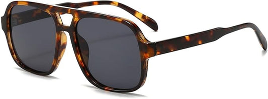 Retro Aviator Sunglasses for Women Men Trendy Classic 70s Square Green Aviator Sun Glasses Vintage Shades