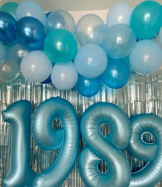 40 Inch Big Pearl Blue 9 Balloon Number, Jumbo Giant Happy 9th 19 29 39 49 99 Birthday Party Decorations, Large Nine Mylar Foil Anniversary Birthday Party Engagement Decorations