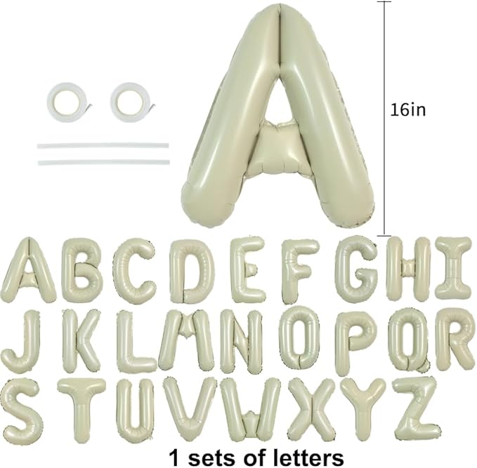 TONIFUL 52 Pcs 16 Inch Cream Green Letter A-Z Balloons,Custom Phrase Mylar Foil Alphabet Letter DIY Personalized Phrase Banner for Birthday Anniversary Celebration Graduation Party Supplies Decor