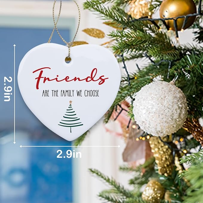 Friends Christmas Ornament Best Friend Ornaments Gifts for Women Men Friendship Sister Christmas Heart Ceramic Xmas Tree Ornament Decorations