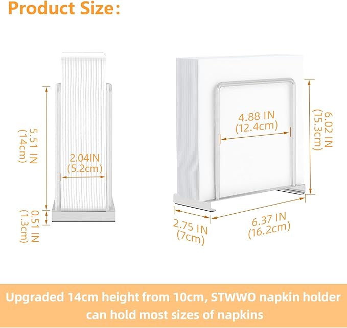 Napkin Holder for Table, Metal Napkin Holder for Kitchen Dining, Standing Paper Napkin Storage for Table Countertop, Silver
