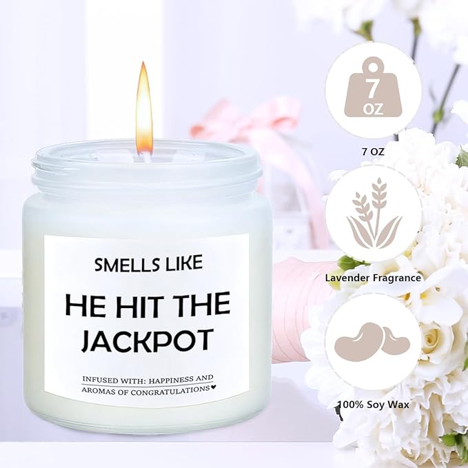 Engagement Gifts for Couples Her Engagement Party Decorations Gift for Couple Wine Bag Scented Candles Set Pairs Well with Getting Engaged Gifts Smell Like He Hit The Jackpot Wine Bottle Bag