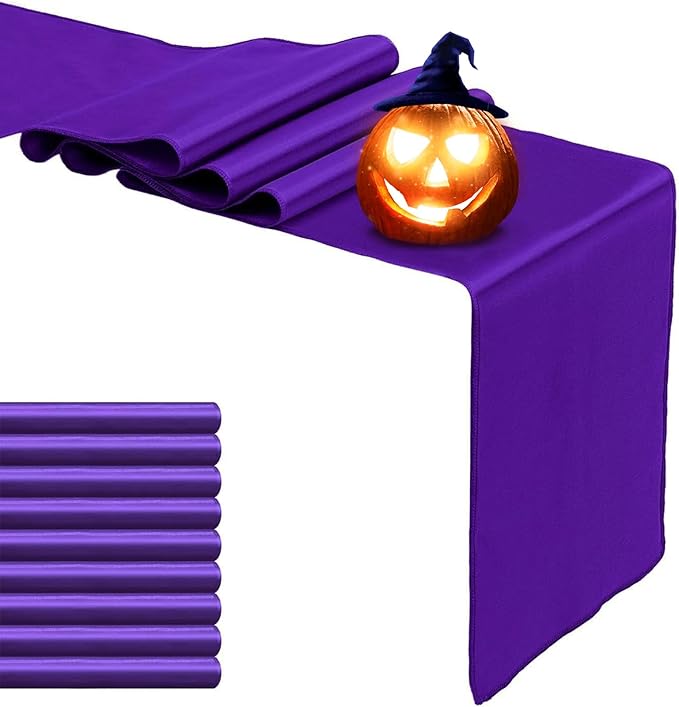 10 Pack Satin Table Runner 12 x 108 Inch Long,Satin Silk Table Runner for Wedding,Birthday Party and Banquet Decoration,Purple