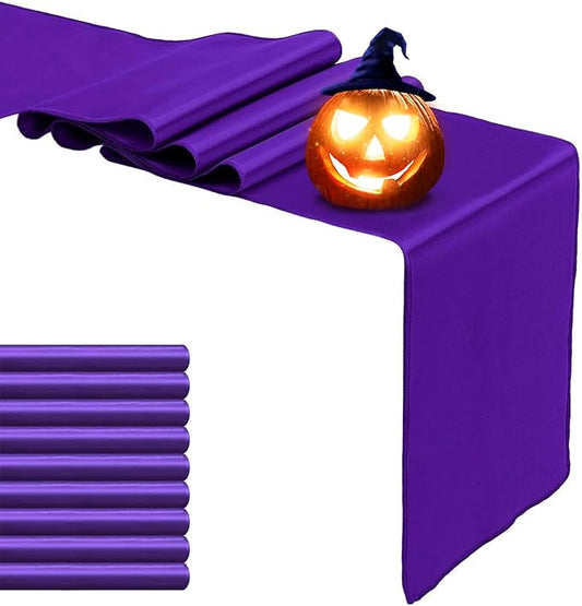 10 Pack Satin Table Runner 12 x 108 Inch Long,Satin Silk Table Runner for Wedding,Birthday Party and Banquet Decoration,Purple