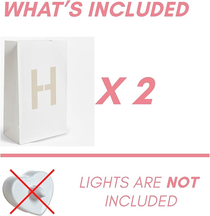 Light Up Letter H - Luminary Bags Perfect for Personalized Happy Birthday Banner, Proposal Decorations, Engagement Party Decorations and Congratulations Banner for Your Loved One