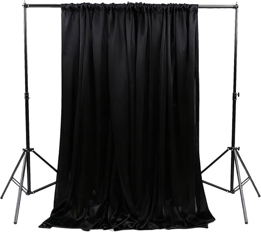 5x10FT Photo Stage Backdrop 2 Panels Curtains Drapes for Photography and Party (Black)