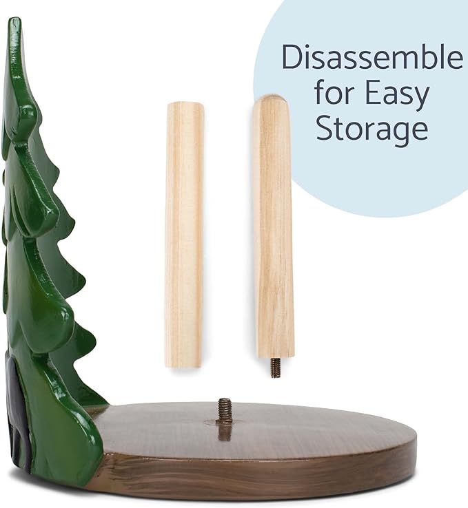 Elanze Designs Forest and Bear 12 inch Resin and Wood Paper Towel Holder