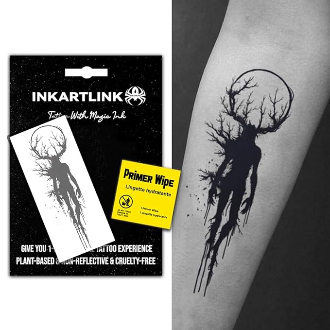 INKARTLINK Semi Permanent Tattoo, Temporary Tattoo, Beautiful and Realistic Design, Fun Tattoo Experience, Cruelty-free, Non-reflective, Waterproof (Devil's Tree)