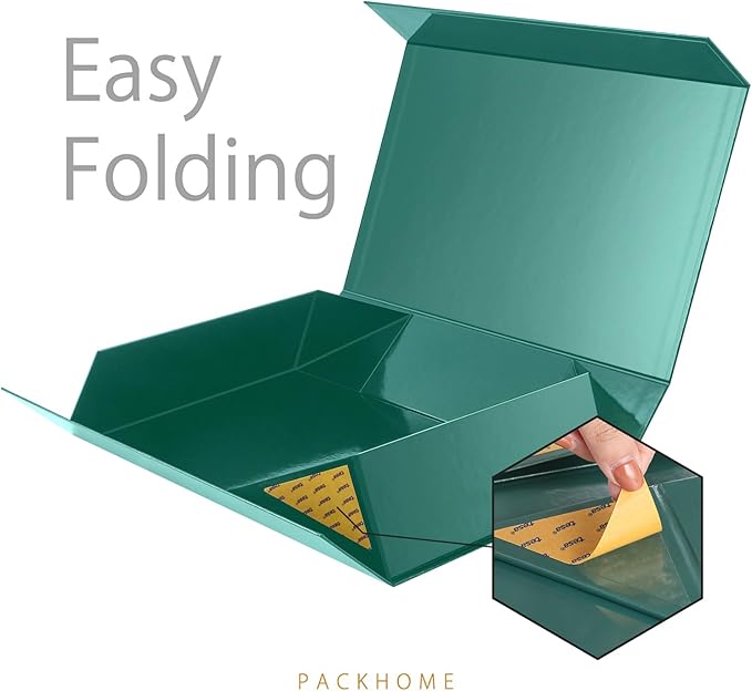 PACKHOME 6 Extra Large Christmas Gift Boxes 17.5x11.3x4.3 Inches, Sturdy Shirt Boxes with Magnetic Lids for Clothes and Large Xmas Gifts (Glossy Dark Green)