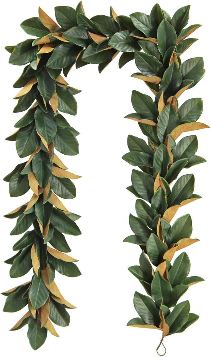 CG Hunter Holiday Collection Faux Garland, Premium Artificial Indoor and Outdoor Large 9-ft Magnolia Leaf Christmas Garland, Christmas Decorations and Holiday Greenery