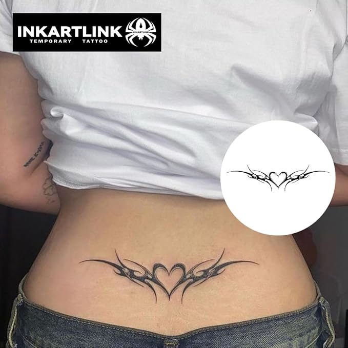 INKARTLINK Tattoo Tech, 2 Sheets Large Semi Permanent Tattoo, Temporary Tattoos, Last 1-2 Weeks, Waterproof, Realistic Look, No Adhesive, No Reflection （Flower Design)298