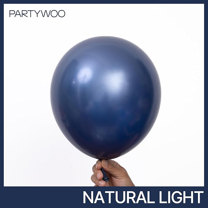 PartyWoo Metallic Navy Blue Balloons 50pcs 12 Inch Chrome Blue Balloons for Graduation Baby Shower Bridal Shower Gender Reveal Engagement Teacher Appreciation Birthday Party Decorations Blue-G113