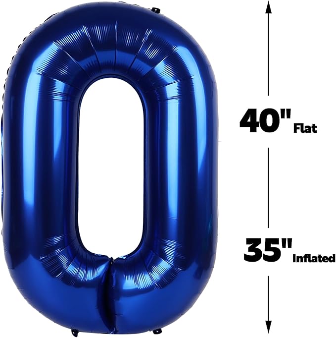 Night Blue 40 Inch 0 Number Balloons, 0 Decorations for 10 20 30 40 50 60 70 80 90 100 Birthday, Night Blue Foil Giant Birthday Graduations Anniversary Party Balloon