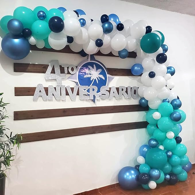 Teal Balloon Garland Arch Kit, Navy Blue Light Blue Teal White Turquoise Aqua Latex Balloons Garland Kit for Boys Girls Women Bridal Baby Shower Ocean Birthday Wedding Party Decorations Supplies