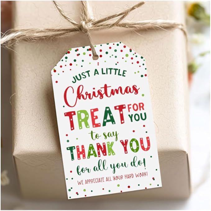 Treat for You to Say Thank You for All You Do Gift Tag We Appreciate You Christmas Gift Tags with String Employee Appreciation Company Staff Christmas Holiday Favor Tags Pack of 20 (Appreciate C)