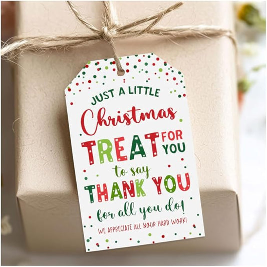 Treat for You to Say Thank You for All You Do Gift Tag We Appreciate You Christmas Gift Tags with String Employee Appreciation Company Staff Christmas Holiday Favor Tags Pack of 20 (Appreciate C)