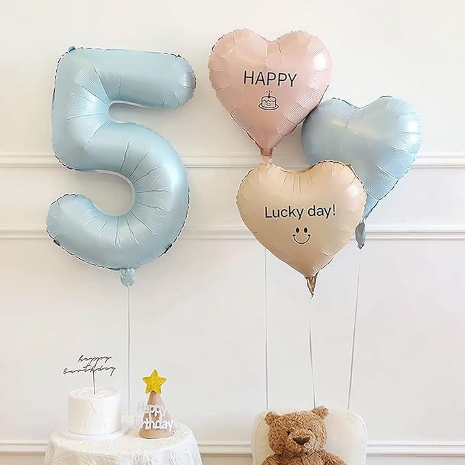 40 Inch Matte Blue 5 Number Balloons Light Blue Number 5 Foil Balloon Mylar Helium Balloon for Birthday Party Decoration Wedding Anniversary Supplies (Number 5)