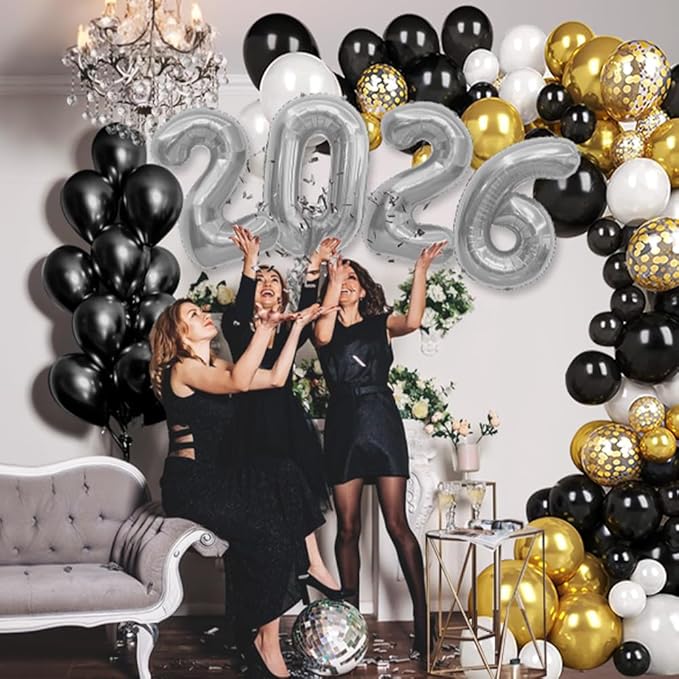 2026 Balloons, 40 Inch 2026 Number Balloons Silver 2026 Balloon Large Foil New Year Balloon Numbers 2026 Mylar Baloons for Birthday Christmas Graduation New Years Eve Party Supplies Decorations