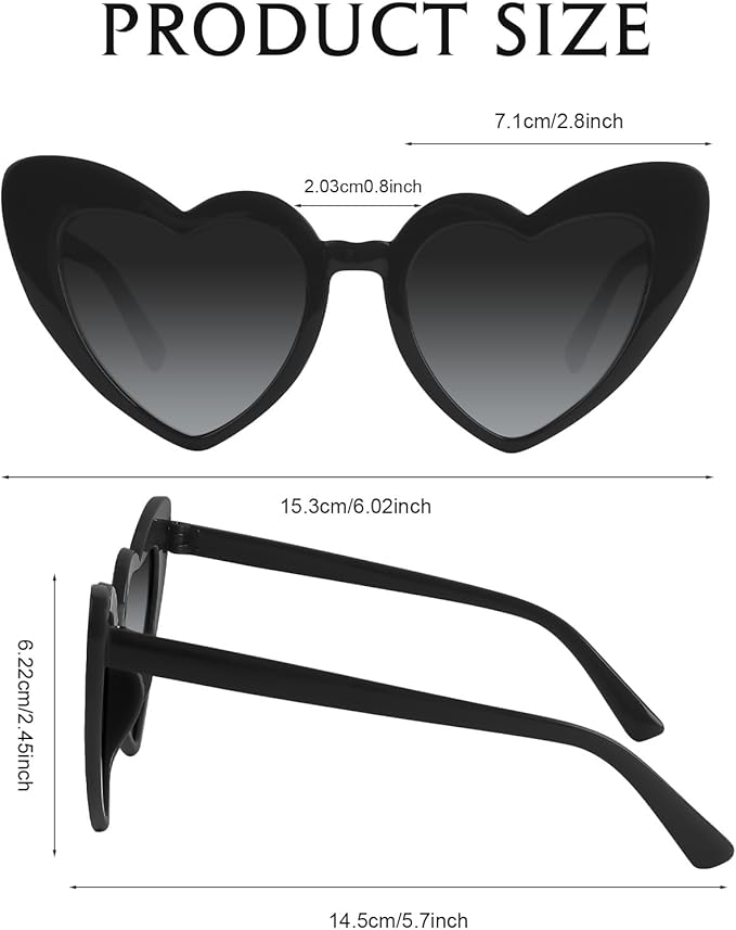 5/10/20 Pack Heart Sunglasses Bachelorette Vintage Heart Shaped Glasses for Wedding Bridesmaid Party Favor