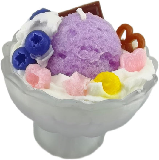 Generic Ice Cream Aromatherapy Candles, Glass Goblet, Decorative Dessert Shape, Fruit Fragrance, Christmas Birthday Festival Gift (Blueberry Lemon)