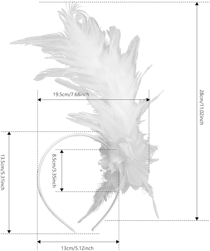 Feathers Fascinator Headband 1920s Queen Headpiece Fascinators Hats for Women Tea Party Flower Headpiece