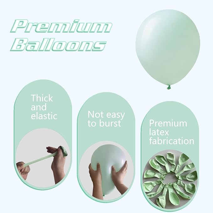 Pastel Green Balloons 145pcs Different Sizes 18 12 10 5 Inches Mint Green Latex Balloon Garland Arch for Birthday Baby Shower Wedding Anniversary Graduation Party Decorations